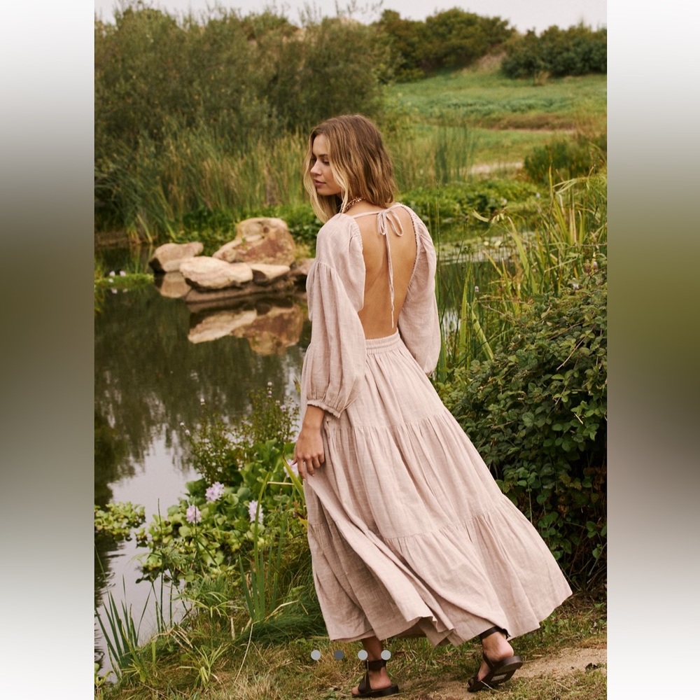 NWT Free People Ibiza Sun Midi Dress in Mushroom Bloom